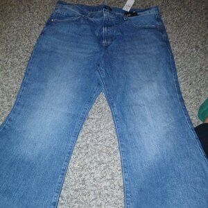 Express Women's '70's Flare Mid Rise Denim Slim Jeans